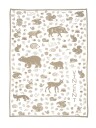 Babyteppe med navn og skogsdyr.  Beige eller oransje XL