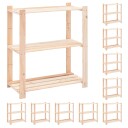 vidaXL Lagringshyller 3 etasjer 10stk 80x38x90cm heltre furu 150kg
