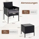 3 delt rotting terrassesett – stoler og glassbord svart