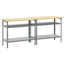  Sett Med Hylle 2 Pcs Grå 200 X 55 85cm Stål