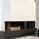 M-Design Luna 1000CL Diamond svart gasspeis med glass på venstre hjørne