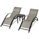 Hagesett: 2 Solsenger + Sidebord Grå/Sort