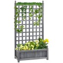 Lys grå plantekasse med espalier for klatreplanter