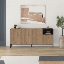 Morlen Konsoll 180x80x41,8 cm - Natural Oak, Wood Black, Sandstone