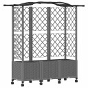 vidaXL Hevet Bed med Trellis og Tak Lysegrå 163 x 40 x 144 cm PP
