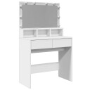  Sminkebord med LED hvit 80x41x134,5 cm