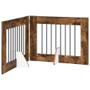 Vidaxl Foldbar Hundegitter Med Stativer 2 Stk. Røkt Eik 160.5 cm