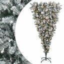 vidaXL Opp-ned kunstig hengslet juletre 150 cm 150 LED-lys Varmhvit