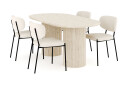 Andrarum Uppveda Spisegruppe 180 cm Oval med 4 Gemmiano Spisestoler Travertin