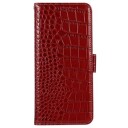 Crocodile Series iPhone 14 Lommebok-deksel i Lær med RFID Rød