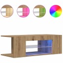  TV-benk med LED-lys artisan eik 90x39x30 cm konstruert tre 8721158437839