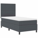  Box Spring Seng med Madrass & LED Mørk Grå 90 x 200 cm Kordfløyelsstoff
