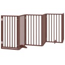  Hundegrind Med Dør Sammenleggbar 6 Paneler Brun 300 cm Poppeltre 352199