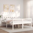 vidaXL Sengeramme med hodegavl hvit 140x200 cm heltre