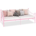  Ramme til dagseng rosa metall 90x200 cm