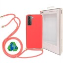 Saii Eco Line Samsung Galaxy S21 5G Deksel med Stropp Rød