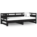 vidaXL Uttrekkbar dagseng svart heltre furu 2x(80x200) cm