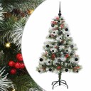 vidaXL Kunstig juletre Grønn og hvit 150 cm PVC og Metall og Plast