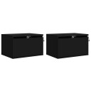  Vegghengte nattbord med LED-lys 2 stk svart 8721012254138