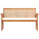 vidaXL 3-seters hagebenk med pute 150 cm heltre akasie