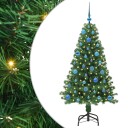  Kunstig Juletre med dekorative strenglys grønn 150 cm PVC