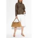Ganni Plaid Crinkled Shirt   Brown   34