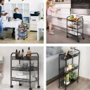 Metallhylle mobil baderom med 3 hyller hjul ModernHome Svart