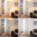 Lindby LED-uplight Jonne med lesearm, dimbar, kantet