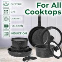 11 delers granitt kokekarsett – avtakbare håndtak non stick