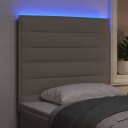  LED Sengegavl Linjer Design Taupe 100 cm Stoff