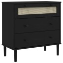  Kommode SENJA rotting-utseende svart 80x40x80 cm heltre furu 8721012134409