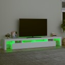  TV-benk med LED-lys hvit 260x36,5x40 cm