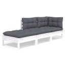 vidaXL Hagesofagruppe med puter 3 deler heltre furu
