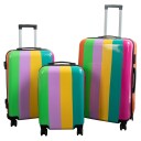 Koffertsett   3 stk.   Koffert med motiv   Regnbuestriper   Hardcase lettvekt koffert med 4 hjul