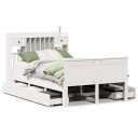  Seng med bokhylle uten madrass hvit 135x190 cm heltre furu 8721158383761