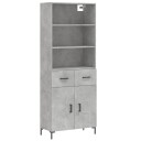 vidaXL Highboard betong grå 69,5x34x180 cm konstruert tre 8720845499396