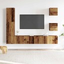  TV-skapsett 5 deler veggmontert gammelt tre konstruert tre 8721158760951