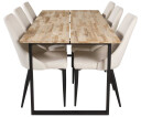 Venture Design Cirebon & Leone spisegruppe Natur/beige 6 st stoler & bord 200 x 90 cm