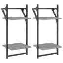  Vegghyller med stenger 2 stk grå sonoma 30x25x65 cm 8721012045903