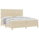  Box Spring Seng med Madrass Krem 200x200 cm Stoff 3339649