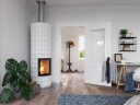 Brunner Modern Art hvit kakkelovn med glassdør