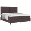  Box Spring Seng med Madras Mørk Brun Super King Stoff