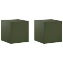vidaXL Planteholder 2 pcs Olivengrønn 40 x 40 x 40 cm Stål
