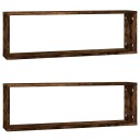 vidaXL Vegghyller kube 2 stk r?kt eik 80x15x26,5 cm konstruert tre
