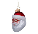 Vondels Glassornament julenisse med hjertebriller rød H10 cm