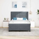  Box Spring Seng med Madrass og LED Mørkegrå 140x200 cm Fløyel