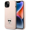 Karl Lagerfeld Iphone 14 Plus Deksel Liquid Silicone Choupette Rosa