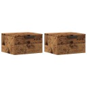  Veggmonterte nattbord 2 stk gammelt tre 34x30x20 cm 8721158556592