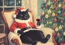 Christmas Chilling Cat Poster Plakat / 50x70cm