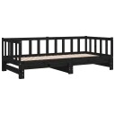 vidaXL Uttrekkbar dagseng svart 2x(90x190) cm heltre furu